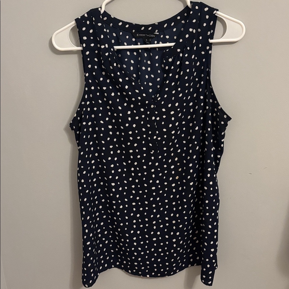 41 Hawthorn Navy and White Polka Dot Top